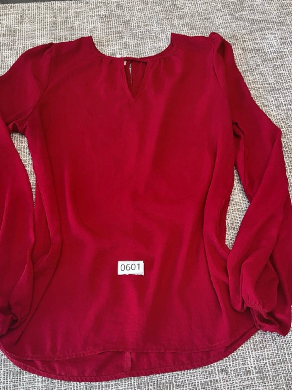 Maurices Deep Red Long-Sleeve Keyhole Blouse